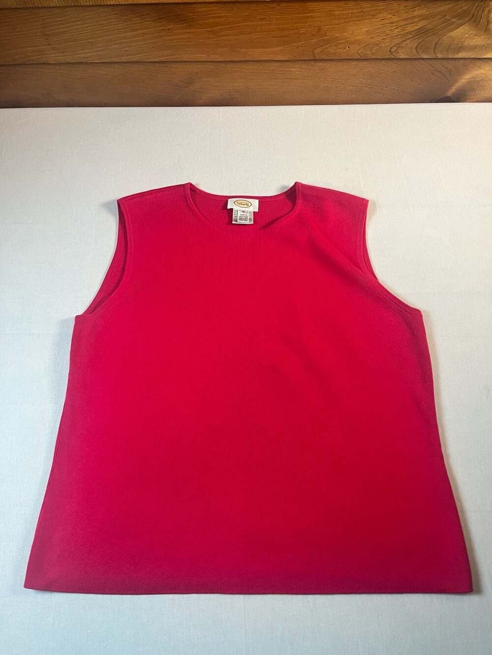 Talbots Ribbed Tank Top Size XL Red 100% Cotton Sleeveless Pullover
